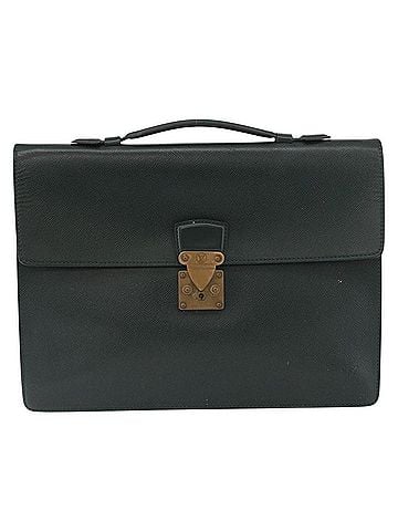 Louis Vuitton Serviette Kourad Briefcase Taiga Leather Green Leather Briefcase Bag (view 1)