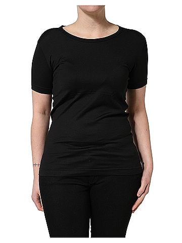 Dolce & Gabbana Basic Black Cotton Round Neck Short Sleeves Women's T-Shirt (view 1)