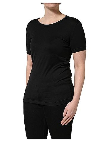 Dolce & Gabbana Basic Black Cotton Round Neck Short Sleeves Women's T-Shirt (view 2)