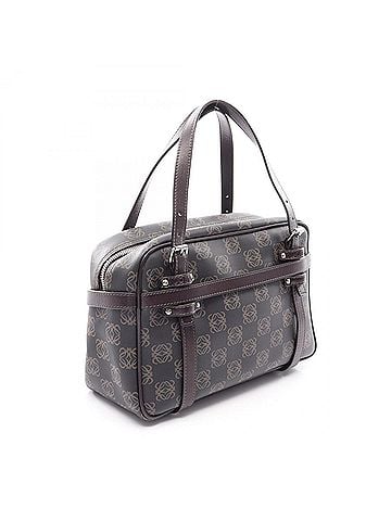 Loewe Loewe Anagram Handbag, Coated Canvas Leather, Women's, Black/Brown (view 2)