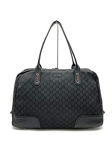 Gucci GUCCI 293595 Gucci GG Nylon Sherry Tote Bag Shoulder Leather Black Women's (view 1)