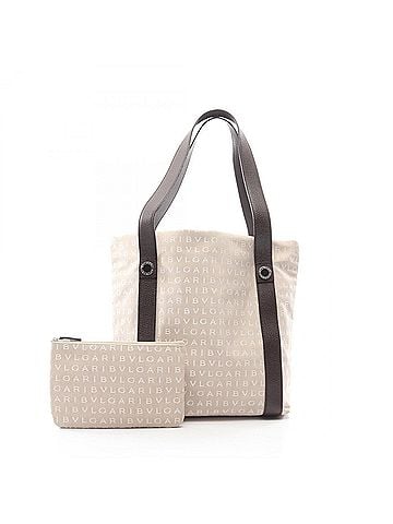Bvlgari Bvlgari Bulgari Logomania Tote Bag/Handbag, Canvas and Leather, Women's, Beige/Brown (view 1)