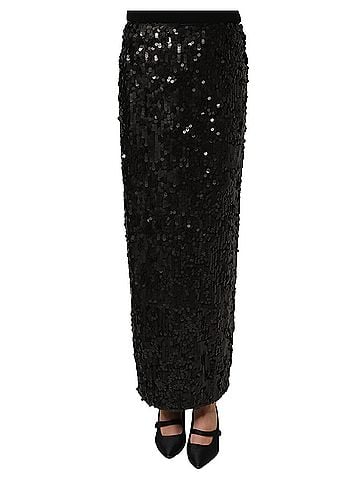 Dolce & Gabbana Basic Black Sequin High Waist Pencil Midi Women's Skirt (view 1)