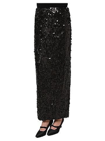 Dolce & Gabbana Basic Black Sequin High Waist Pencil Midi Women's Skirt (view 2)