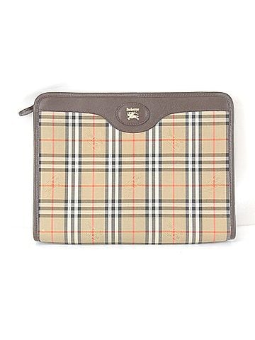Burberry BURBERRY Nova Check Clutch Bag, Canvas/Leather, Beige, Women's (view 1)
