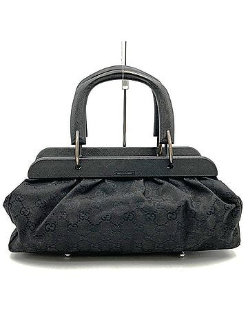Gucci GUCCI 112683 GG Canvas Handbag Wood Black Women's (view 1)