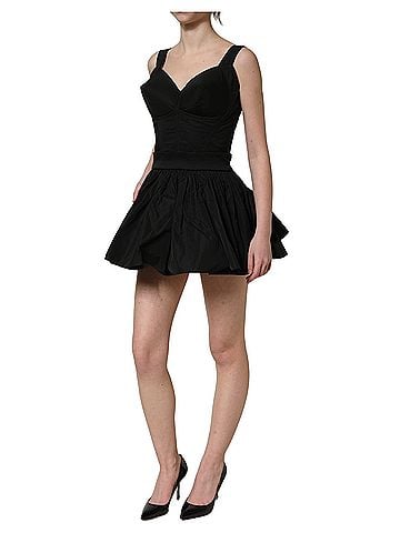 Dolce & Gabbana Basic Black Nylon A-Line Sleeveless Mini Women's Dress (view 2)