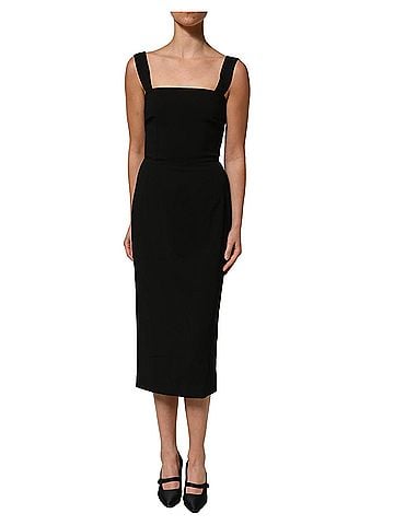 Dolce & Gabbana Basic Black Viscose Stretch Sheath Midi Women's Dress (view 1)