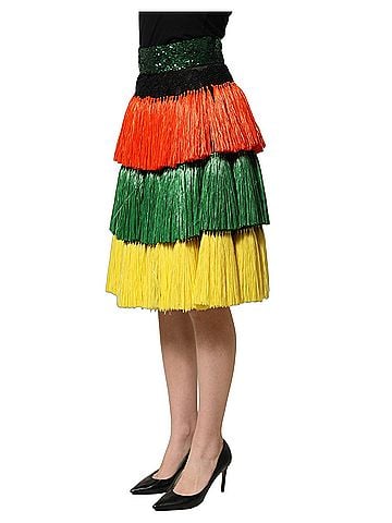 Dolce & Gabbana Basic Multicolor Fringe Sequin High Waist Knee Length Women's Skirt (view 2)
