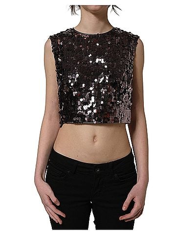 Dolce & Gabbana Basic Purple Sequined Sleeveless Cropped Tank Women's Top (view 1)