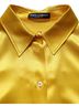 Dolce & Gabbana Basic 100% Silk Solid Yellow Yellow Silk Collared Button Down Maxi Women's Dress Size L - photo 5