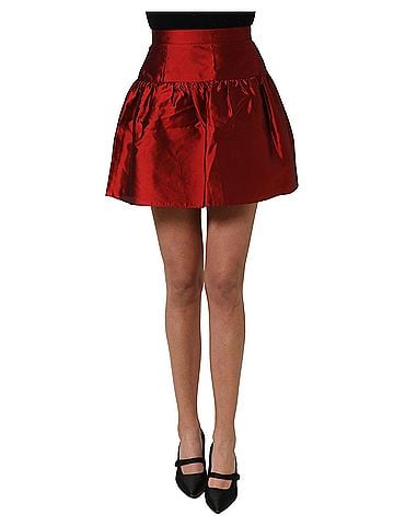 Dolce & Gabbana Basic Red Silk Satin Bubble High Waist Mini Women's Skirt (view 1)