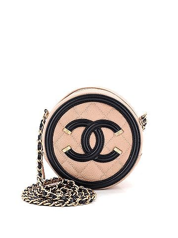 Chanel Filigree Round Clutch with Chain Quilted Caviar Mini (view 1)