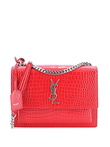 Saint Laurent Sunset Crossbody Bag Crocodile Embossed Leather Medium (view 1)