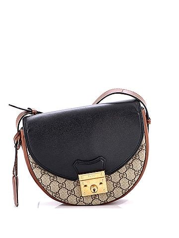 Gucci Padlock Saddle Shoulder Bag GG Coated Canvas and Leather Small (view 1)