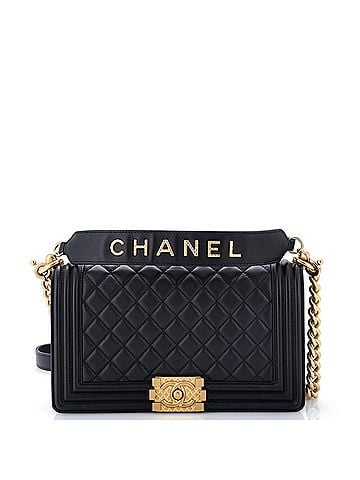 Chanel Logo Top Handle Boy Flap Bag Quilted Calfskin Old Medium (view 1)