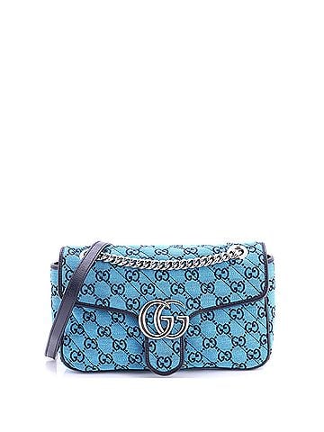 Gucci GG Marmont Flap Bag Diagonal Quilted GG Canvas with Leather Small (view 1)