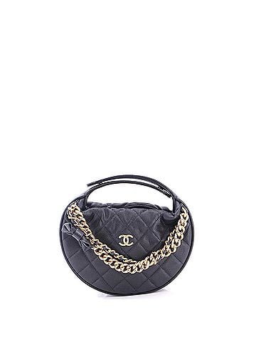 Chanel Double Chain Bow Hobo Pouch Quilted Caviar Mini (view 1)