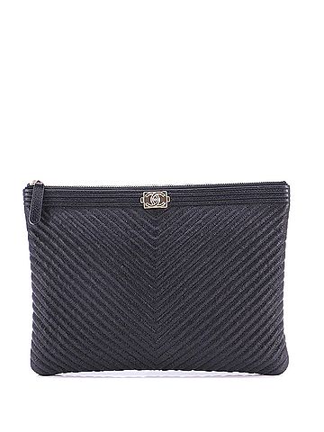 Chanel Boy O Case Clutch Chevron Caviar Medium (view 1)