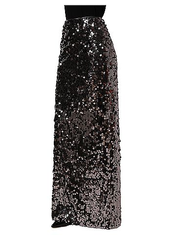 Dolce & Gabbana Basic Brown Sequinned Embellished Pencil Cut Women's Skirt (view 2)