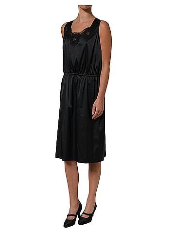 Dolce & Gabbana Basic Black Polyester LaceTrim Sheath Midi Women's Dress (view 2)
