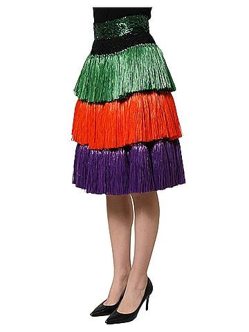 Dolce & Gabbana Basic Multicolor Fringed High Waist Knee Length Women's Skirt (view 2)
