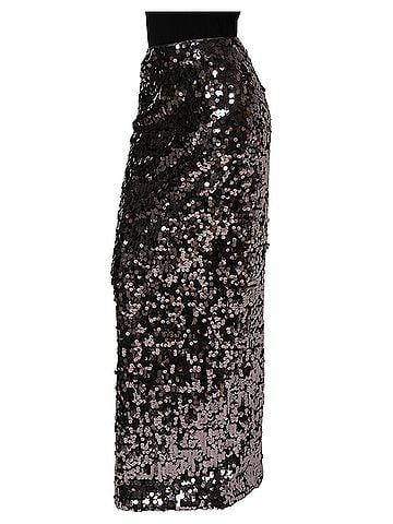 Dolce & Gabbana Basic Brown Sequinned Embellished PencilCut Women's Skirt (view 2)