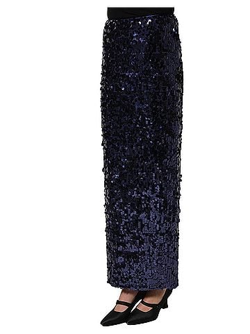 Dolce & Gabbana Basic Blue Sequin High Waist PencilCut Midi Women's Skirt (view 2)