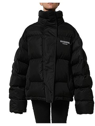 Dolce & Gabbana Basic Black DGVIB3 Embroidered Padded Puffer Women's Jacket (view 1)