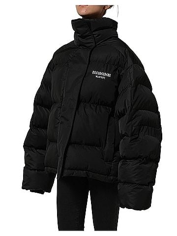 Dolce & Gabbana Basic Black DGVIB3 Embroidered Padded Puffer Women's Jacket (view 2)