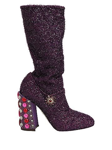 Dolce & Gabbana Basic Purple Crystal Lurex Fantasy Boots Women's Shoes (view 1)