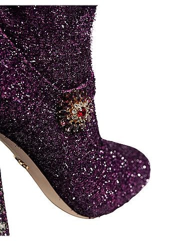 Dolce & Gabbana Basic Purple Crystal Lurex Fantasy Boots Women's Shoes (view 2)