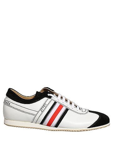 Dolce & Gabbana Basic Black White Leather Suede Low Top Sneakers Women's Shoes (view 1)