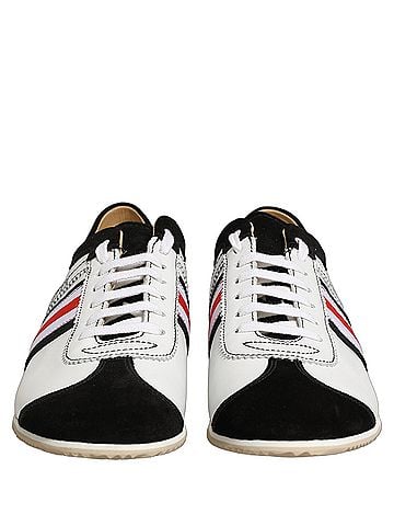 Dolce & Gabbana Basic Black White Leather Suede Low Top Sneakers Women's Shoes (view 2)