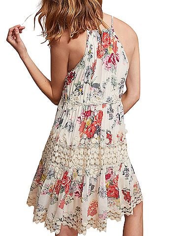 Ranna Gill Anthropologie Kalila Floral Lace Trim Casual Dress (view 2)