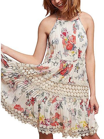 Ranna Gill Anthropologie Kalila Floral Lace Trim Casual Dress (view 1)