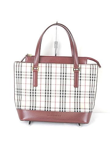 Burberry BURBERRY Nova Check Handbag, Canvas/Leather, Red, Women's (view 1)