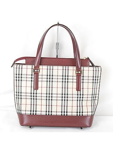 Burberry BURBERRY Nova Check Handbag, Canvas/Leather, Red, Women's (view 2)