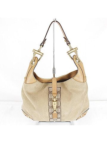 Gucci GUCCI New Jackie GG pattern handbag 120888 205141 Suede/Leather Beige Women's (view 1)