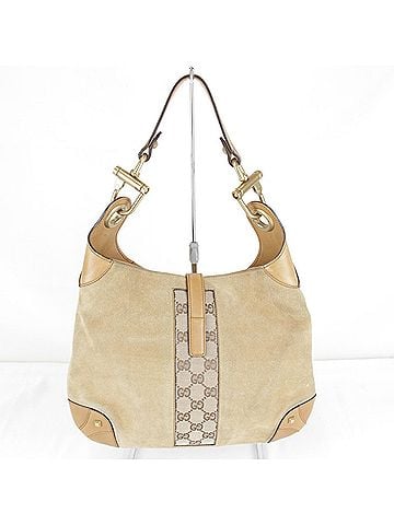 Gucci GUCCI New Jackie GG pattern handbag 120888 205141 Suede/Leather Beige Women's (view 2)