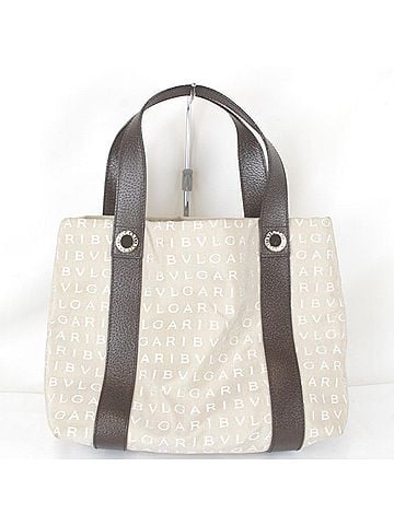Bvlgari BVLGARI Bulgari Mania Handbag, Canvas, Beige, Women's (view 2)