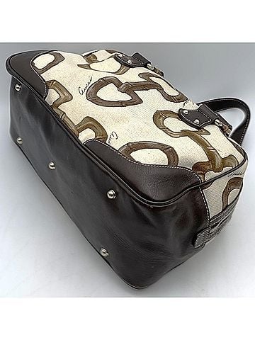 Gucci GUCCI 154377 Bamboo Horsebit Tote Bag, Canvas and Leather, Beige Brown, Women's (view 2)