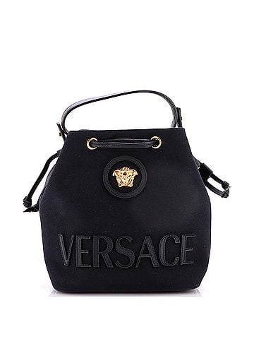 Versace La Medusa Drawstring Bucket Bag Canvas with Leather Small (view 1)