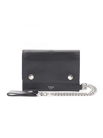 Céline Celine biker wallet, chain billfold, leather, men's, black, 10C633BLX.38SI (view 1)