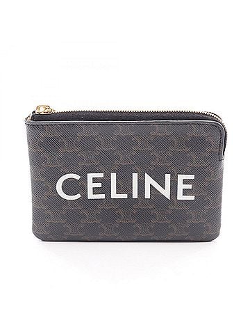 Céline Celine Triomphe business card holder/card case with key ring, wallet/coin purse, women's, black, 10C662CA2.38NO (view 1)