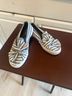 Nautica 100% Canvas Stripes Blue White Sneakers Size 8 1/2 - photo 5