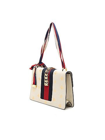Gucci Gucci Sylvie Bee & Star Sherry Line Shoulder Bag 524405 Ivory Gold Leather Women's GUCCI (view 2)