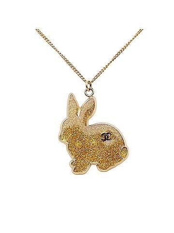 Chanel Chanel Rabbit Coco Mark Pendant Necklace 05A Gold Plated Women's CHANEL (view 1)