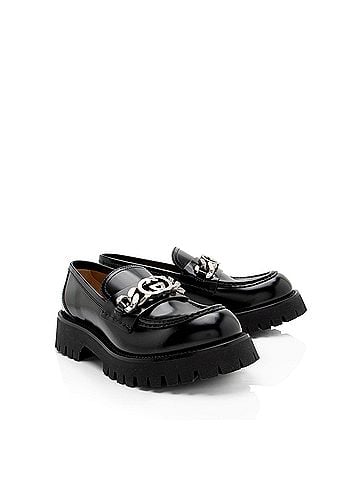 Gucci Gucci Shiny Calfskin Interlocking G Chain Loafers - Size 10 / 40 (view 2)