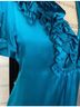 BCBGMAXAZRIA 100% Silk Solid Blue Short Sleeve Blouse Size S - photo 7